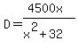D+=+%284500x%29%2F%28x%5E2%2B32%29