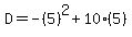 D+=+-%285%29%5E2+%2B+10%285%29