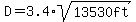 D+=+3.4%2Asqrt%2813530ft%29