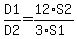 D1%2FD2+=+12%2AS2%2F%283%2AS1%29