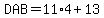DAB=+11%2A4%2B13