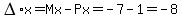 DELTA%2Ax=Mx-Px=-7-1=-8
