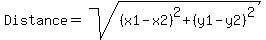 Distance+=+sqrt%28%28x1-x2%29%5E2+%2B+%28y1+-+y2%29%5E2%29