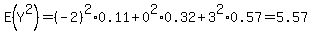 E%28Y%5E2%29+=+%28-2%29%5E2%2A0.11+%2B+0%5E2%2A0.32+%2B+3%5E2%2A0.57++=+5.57