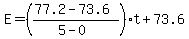 E=%28%2877.2-73.6%29%2F%285-0%29%29t%2B73.6