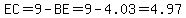 EC=9-BE=9-4.03=4.97