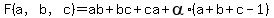 F%28a%2Cb%2Cc%29+=+ab+%2B+bc+%2B+ca++%2B+alpha%2A%28a%2Bb%2Bc+-+1%29