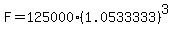 F=125000%281.0533333%29%5E3