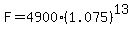 F=4900%281.075%29%5E13