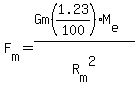 F%5Bm%5D=%28Gm%281.23%2F100%29M%5Be%5D%29%2FR%5Bm%5D%5E2