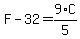 F-32=9%2F5%2AC