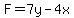 F=7y-4x