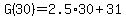 G%2830%29=2.5%2A30%2B31