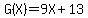 G%28X%29=9X%2B13