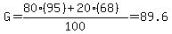 G=%2880%2895%29%2B20%2868%29%29%2F100=89.6