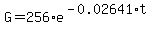 G=256%2Ae%5E%28-0.02641%2At%29