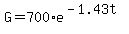 G=700%2Ae%5E%28-1.43t%29