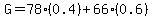 G=78%280.4%29%2B66%280.6%29