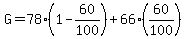G=78%281-60%2F100%29%2B66%2860%2F100%29