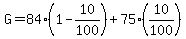G=84%281-10%2F100%29%2B75%2810%2F100%29