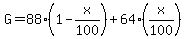 G=88%281-x%2F100%29%2B64%28x%2F100%29