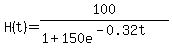 H%28t%29=100%2F%281%2B150e%5E%28-0.32t%29%29