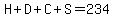 H%2BD%2BC%2BS=234