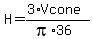 H=%283%2AVcone%29%2F%28pi%2A36%29