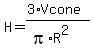 H=%283%2AVcone%29%2F%28pi%2AR%5E2%29