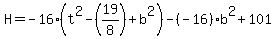 H=-16%28t%5E2-%2819%2F8%29%2Bb%5E2%29-%28-16%29b%5E2%2B101