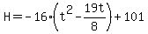 H=-16%28t%5E2-19t%2F8%29%2B101