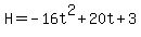 H=-16t%5E2%2B20t%2B3