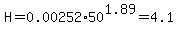 H=0.00252%2A50%5E1.89=4.1