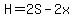 H=2S-2x