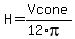 H=Vcone%2F%2812%2Api%29