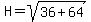 H=sqrt%2836%2B64%29