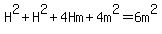 H%5E2%2BH%5E2%2B4Hm%2B4m%5E2=6m%5E2