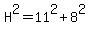 H%5E2=11%5E2%2B8%5E2