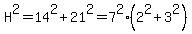 H%5E2=14%5E2%2B21%5E2=7%5E2%282%5E2%2B3%5E2%29