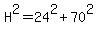 H%5E2=24%5E2%2B70%5E2