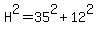 H%5E2=35%5E2%2B12%5E2
