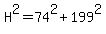 H%5E2=74%5E2%2B199%5E2
