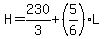 H+=+230%2F3+%2B+%285%2F6%29L