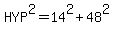 HYP%5E2=14%5E2%2B48%5E2