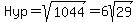 Hyp+=+sqrt%281044%29+=+6sqrt%2829%29