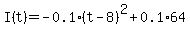 I%28t%29+=+-0.1%28t-+8%29%5E2%2B0.1%2A64+