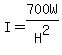 I=+700+W%2FH%5E2