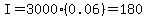 I=3000%280.06%29=180