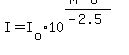 I=I%5Bo%5D%2A10%5E%28%28M-6%29%2F%28-2.5%29%29