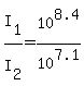 I%5B1%5D%2FI%5B2%5D=10%5E8.4%2F10%5E7.1